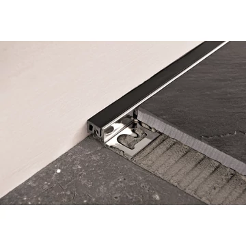 Progress Proflex ACC PR Polírozott Rozsdamentes Acél Dilatációs Profil Fekete Gumibetéttel 10 mm (2,5m/szál) PFXACPR 10N