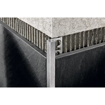 Progress Projolly Square Tiltex Szögletes Polírozott Szálcsiszolt Ezüst Alumínium Élprofil 8 mm (2,7m/szál) PJQSBX 08 